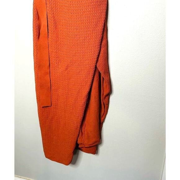 The Jetset Diaries Flowers on the Wall Rustic Orange Wrap Tie Dress Size Large - Picture 5 of 11